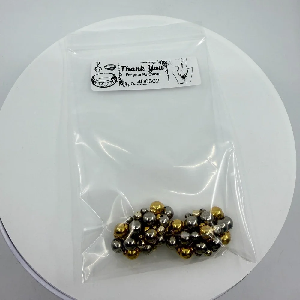Gold & Silver Tone Bead Cluster Clip On Earrings Chunky Statement Jewelry Gift